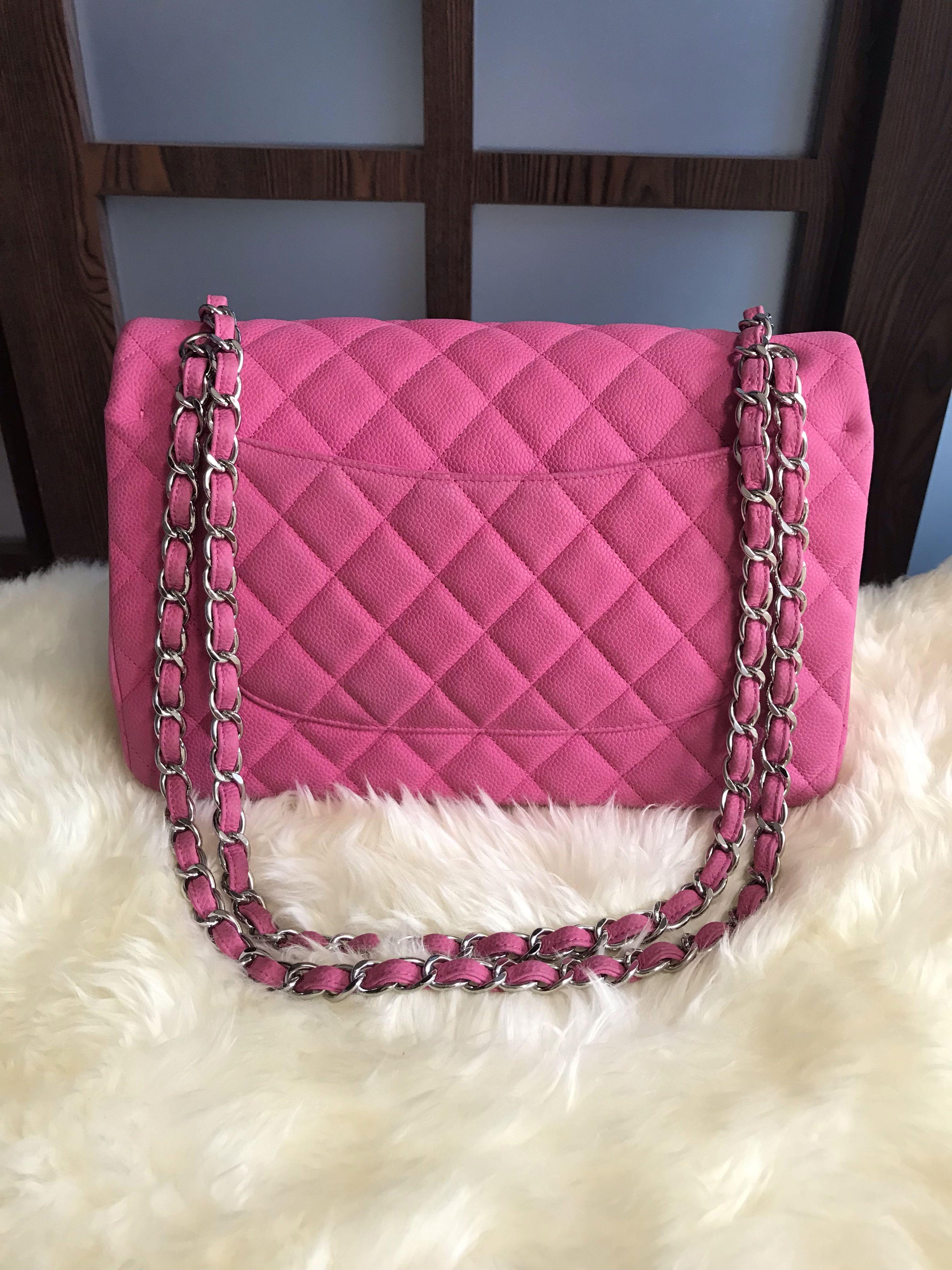 18 Chanel Jumbo Classic Double Flap Caviar Hot Pink With Shw, Luxury, Bags  & Wallets on Carousell