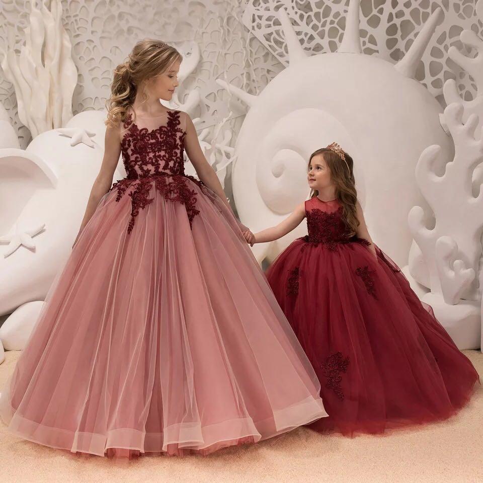 pink colour princess dress