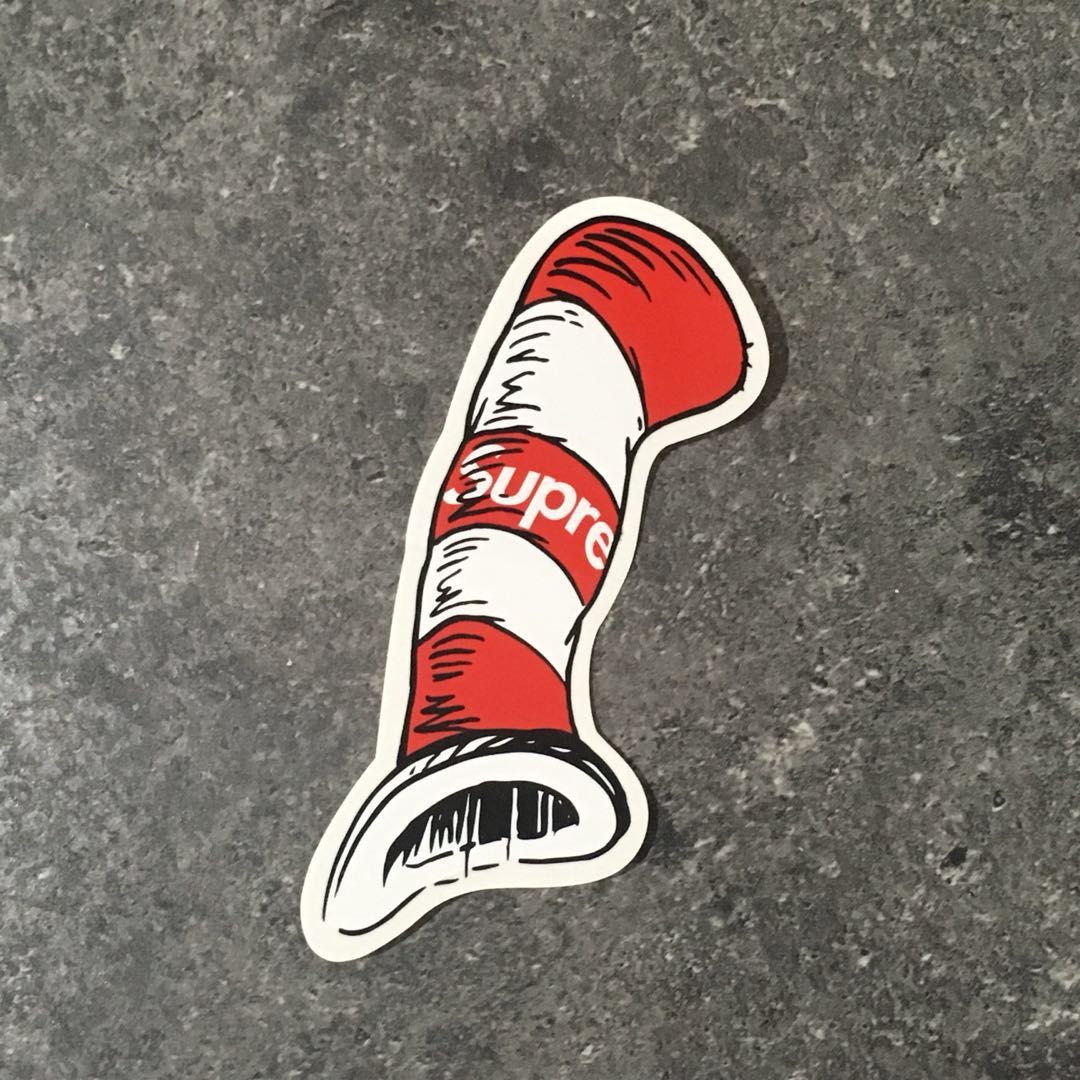 supreme cat in the hat sticker