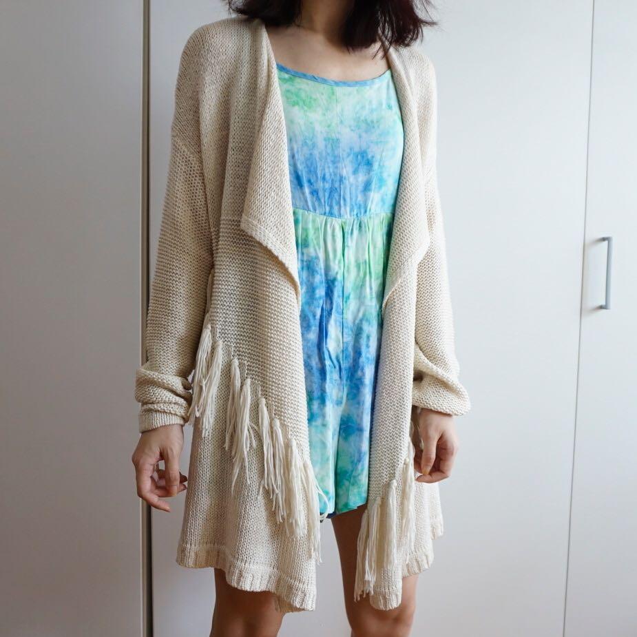 Fringe shawl shop cardigan