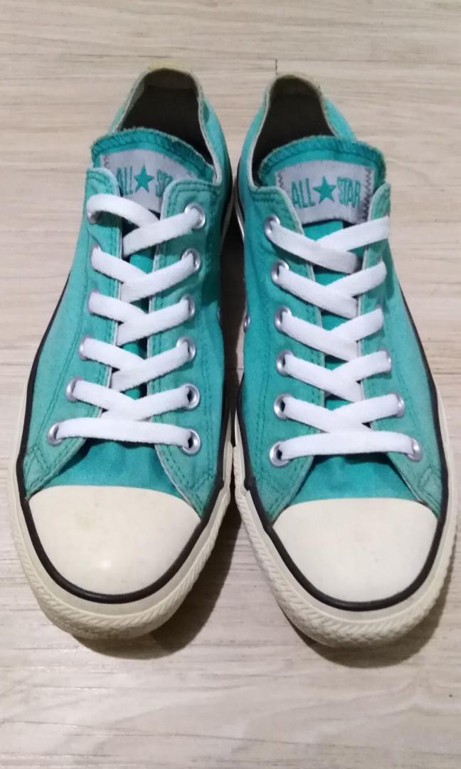 teal colored converse shoes