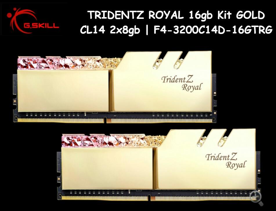 GSKILl TRIDENT Z ROYAL GOLD DDR4 3200 CL14 16gb Kit 2x8gb F4 3200C14D 16GTRG Tridentz 14 14 14 34