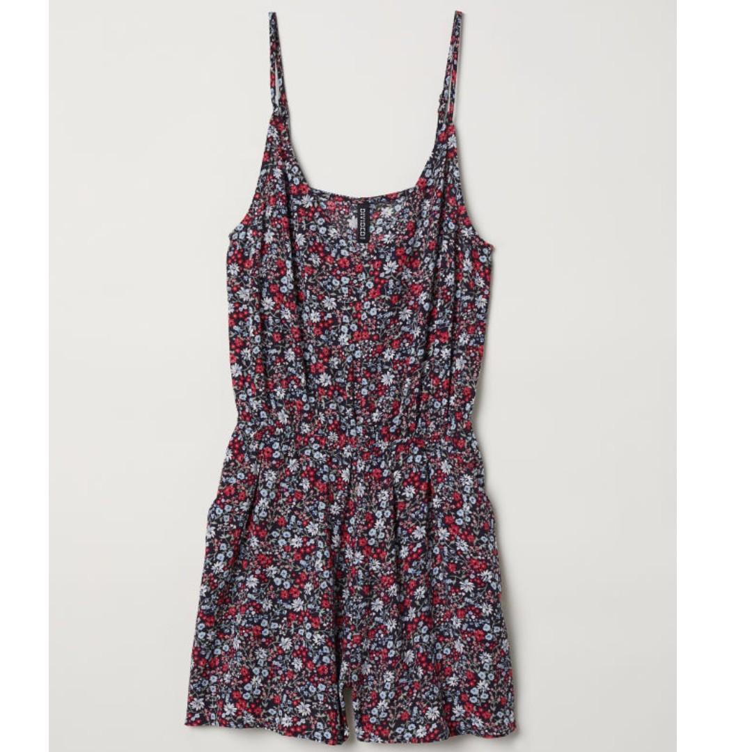 H M Floral Jumpsuit Romper Women S Fashion Clothes Rompers Jumpsuits On Carousell