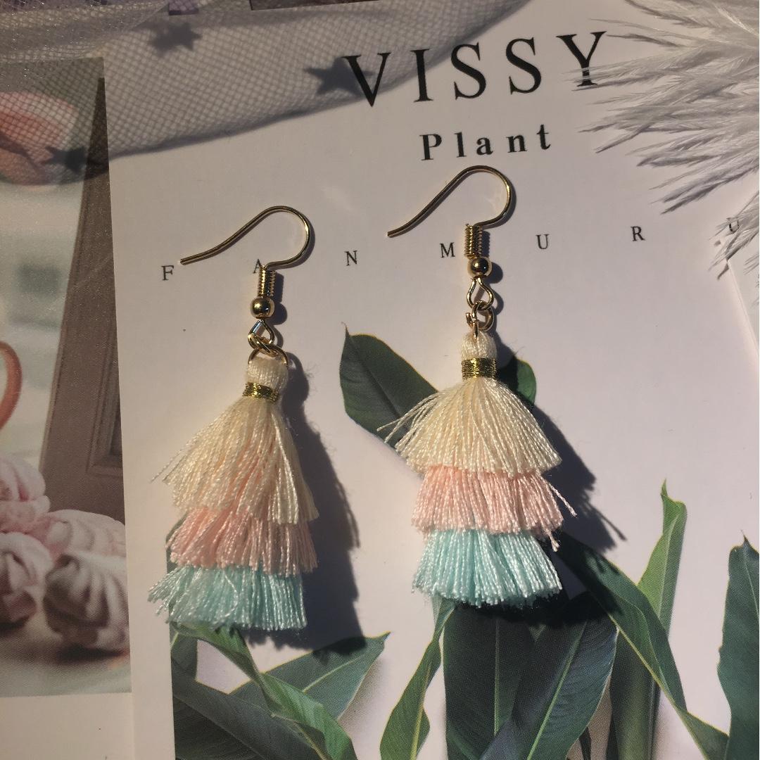 INS Korean Style Cute Pastel Color Tassel Earrings Women s