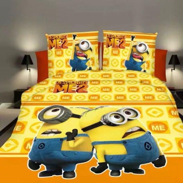 Instock 889 Thread Count 100 Cotton Feel Bedsheet Set Minion