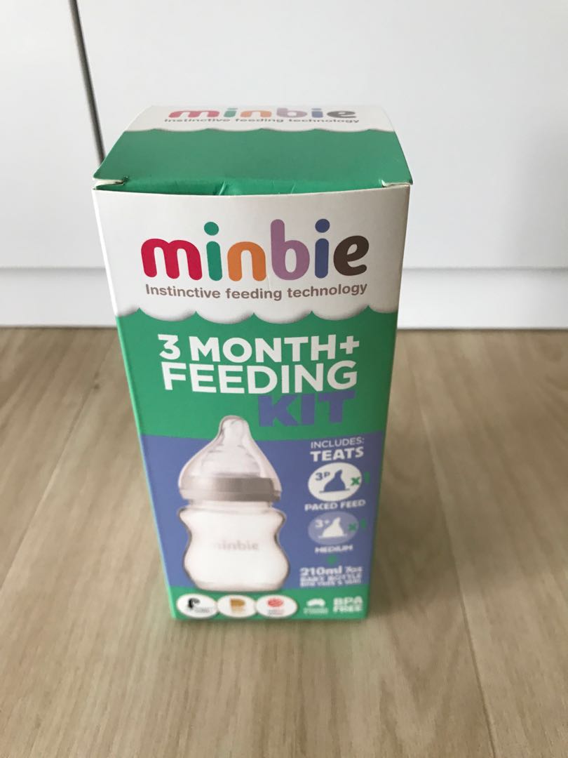 Minbie 210ml bottle, 3 month+ feeding kit, Babies & Kids, Nursing