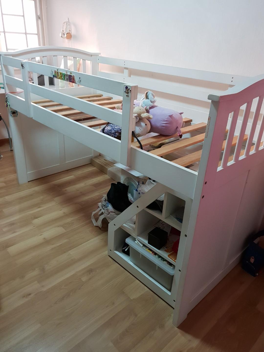 Single bed with storage ladder, Furniture & Home Living, Furniture, Bed