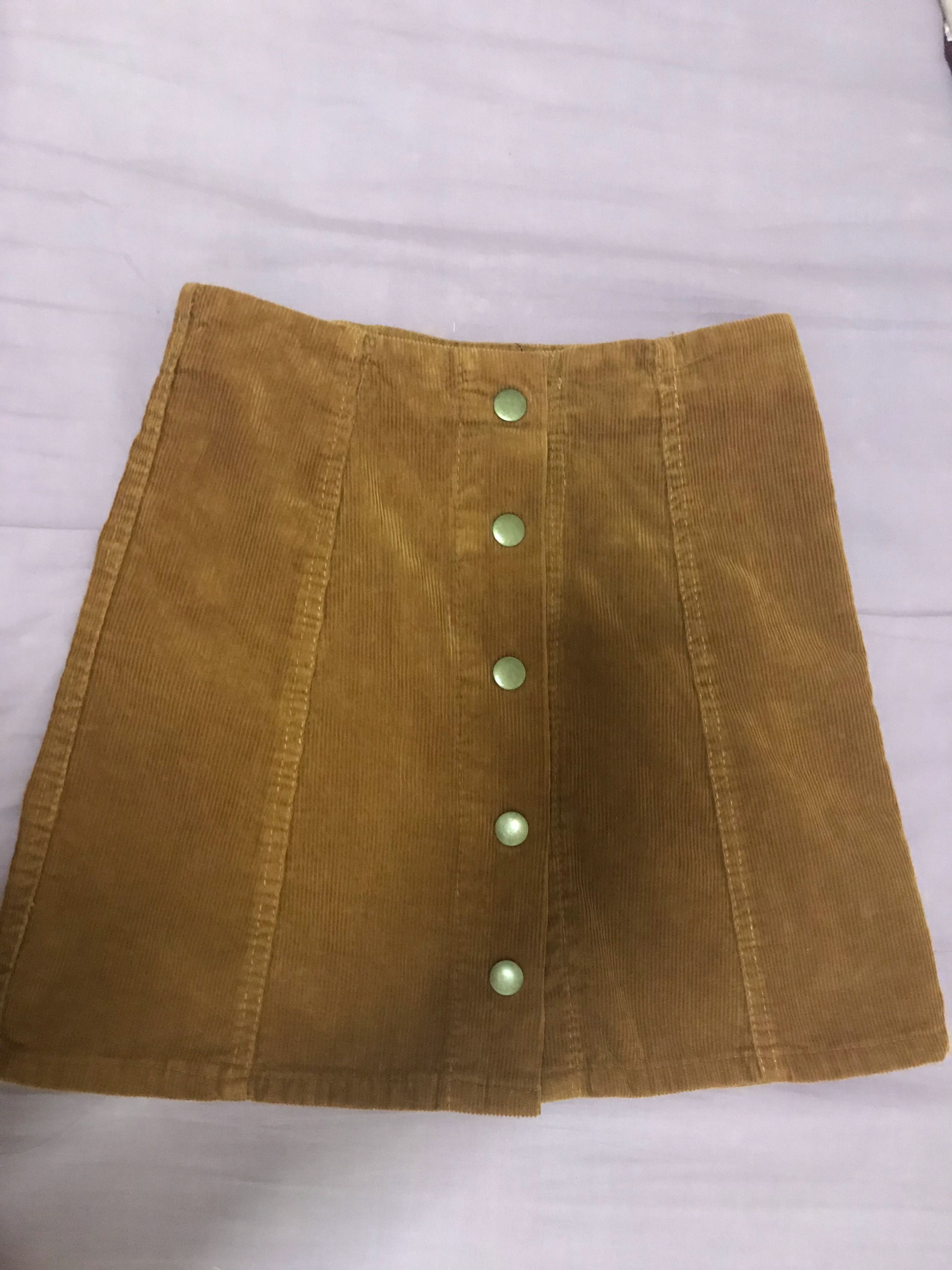 brown corduroy button skirt