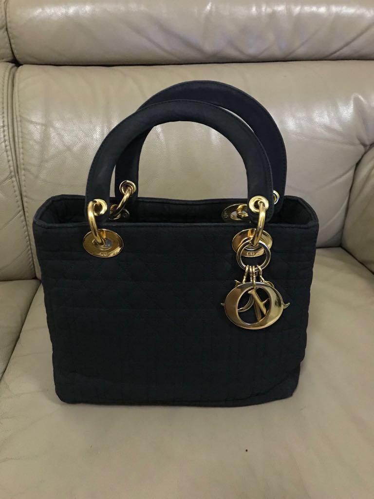 Vintage Lady Dior Nylon Cream Handbag ADL2114  LuxuryPromise