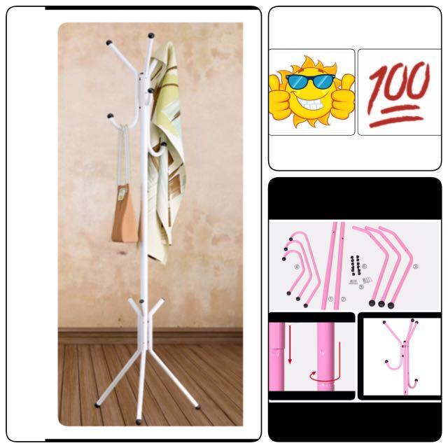 White Colour Hat Clothe Bag Rack Or Stand Furniture Others On
