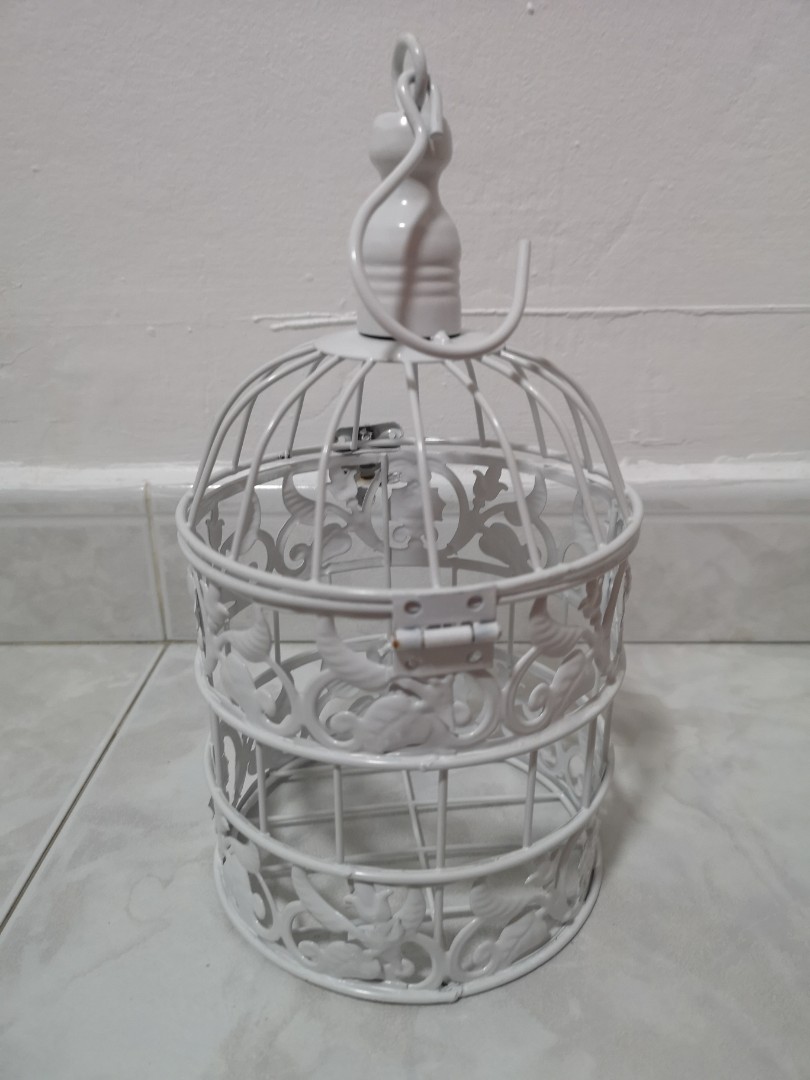 White Decorative Bird Cage And Flower Basket Design Craft Others