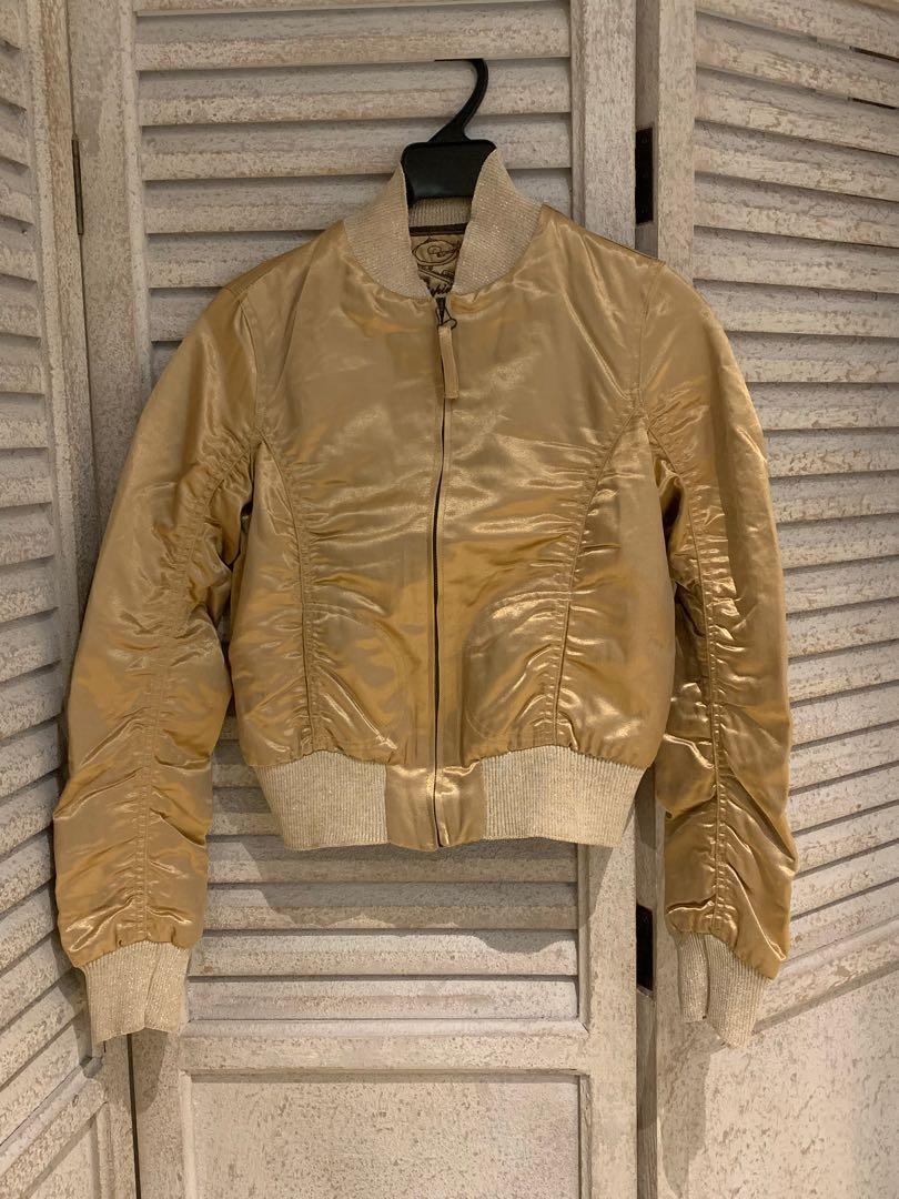 zara gold bomber jacket