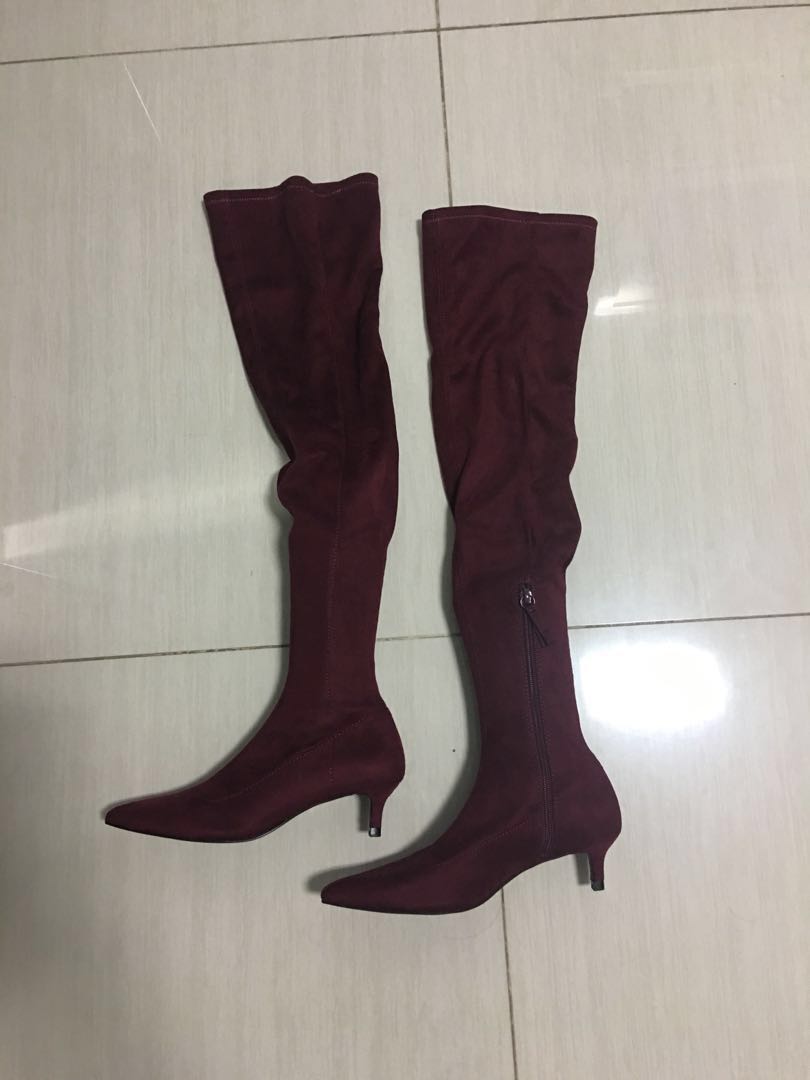 zara burgundy boots