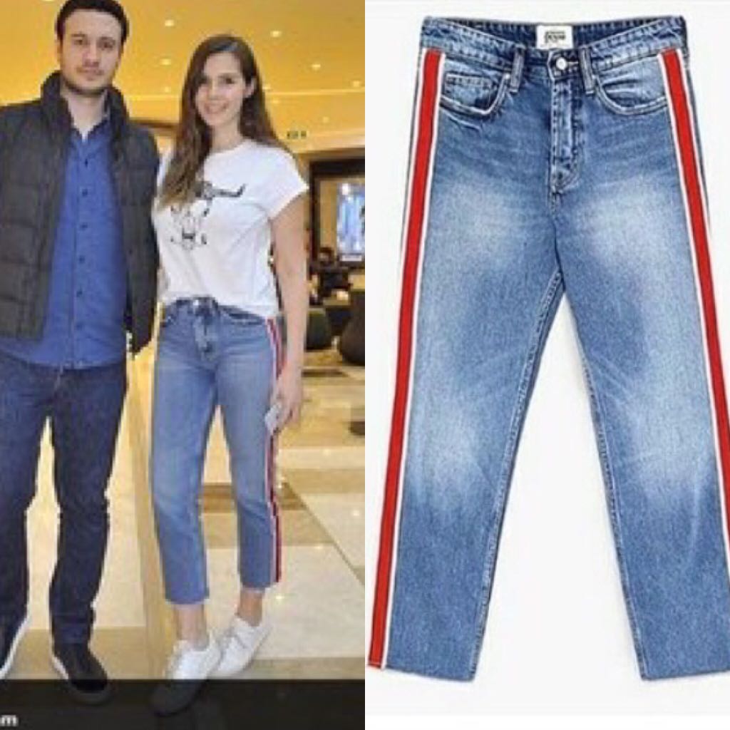 Zara side stripe straight leg jeans 