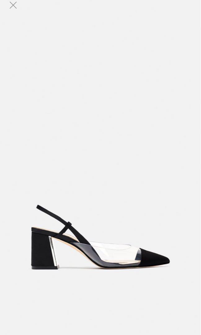 Zara vinyl slingback heels Women s Fashion Footwear Heels on Carousell
