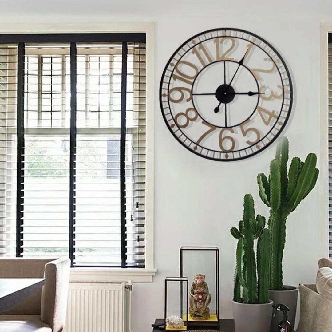 American Home Vintage Iron Clock In Arabic Numerals Wall