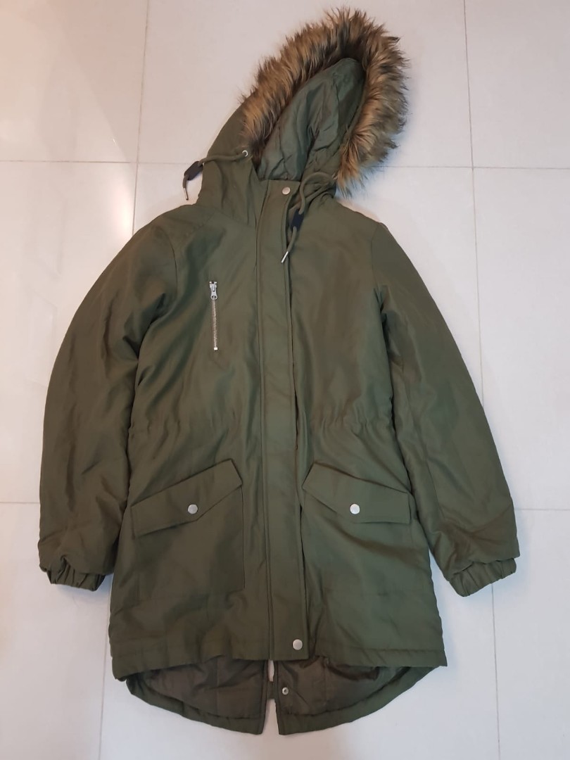 army green jacket with fur hood