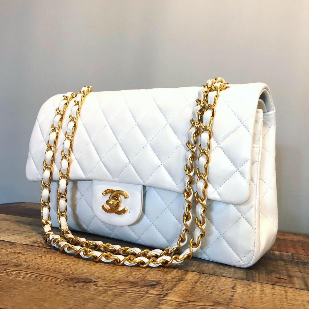 Chanel bag white gold clearance
