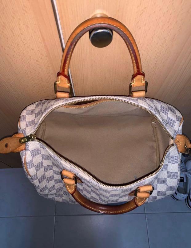 Louis Vuitton Vintage - Damier Azur Speedy 25 Bag - White - Damier Canvas  and Vachetta Leather Handbag - Luxury High Quality - Avvenice