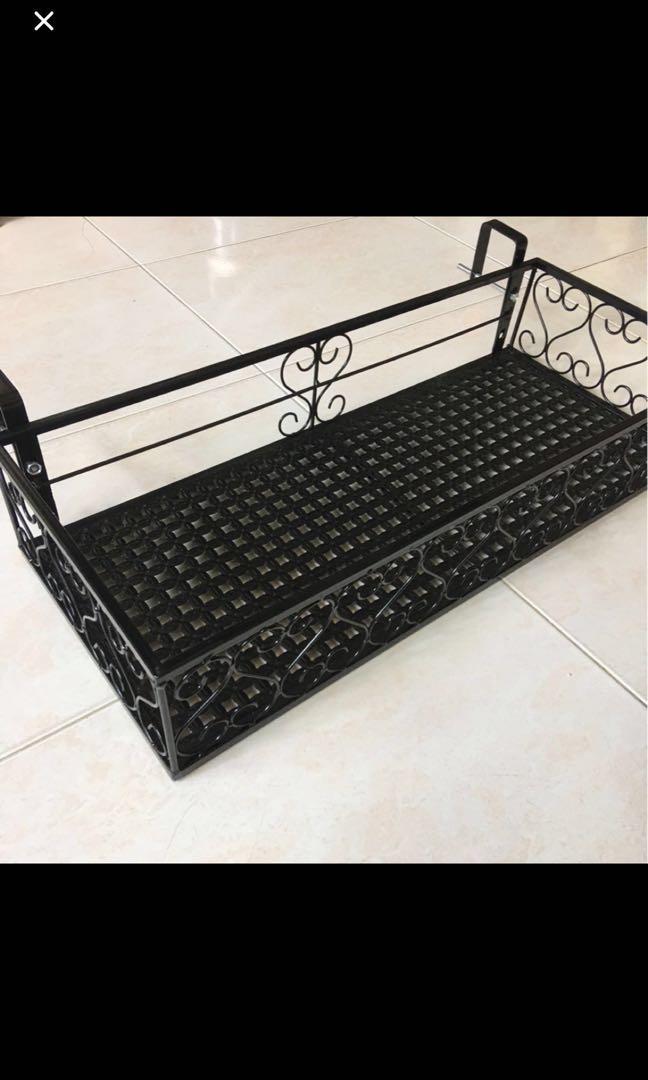 Bnib Black Metal Flower Rack For Plants Pots Display Balcony Garden Use Gardening Gardening Tools Ornaments On Carousell
