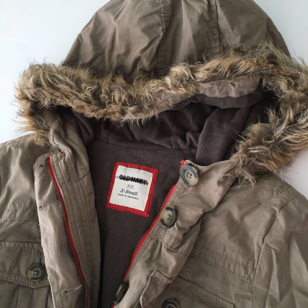 Bnwot Old Navy Ladies Military Style Fur Hooded Winter Jacket Khaki Women S Fashion Clothes Outerwear On Carousell