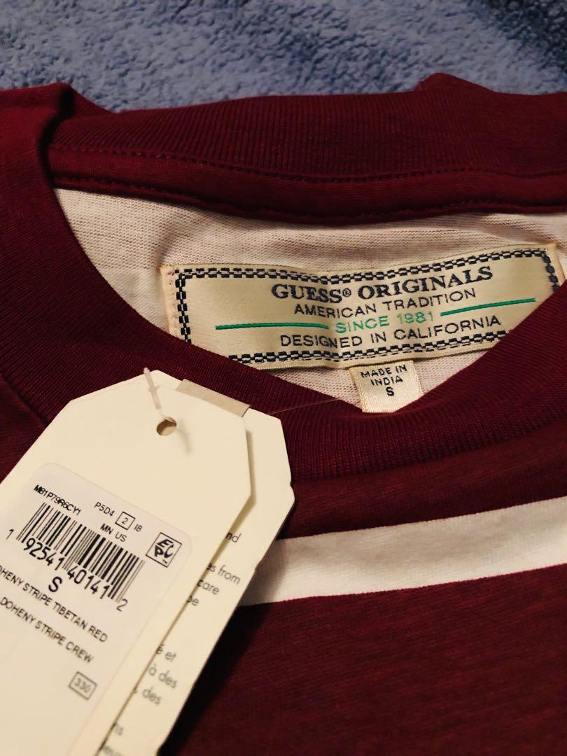 BNWT Guess Doheny Stripe Tibetan Red T shirt Men s Fashion Tops Sets Tshirts Polo Shirts on Carousell