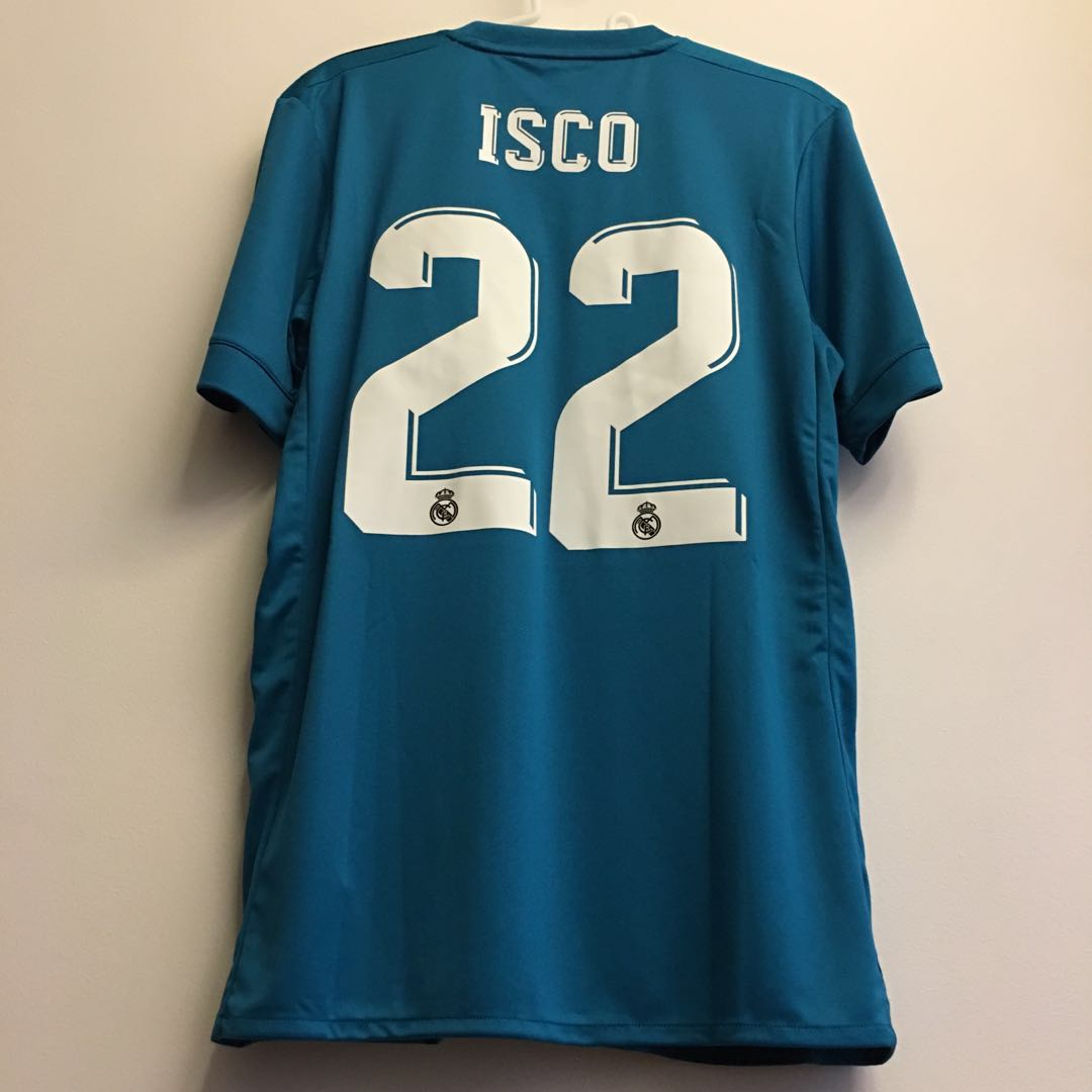 BNWT Real Madrid 2017 18 Third Jersey with Isco Nameset Men s