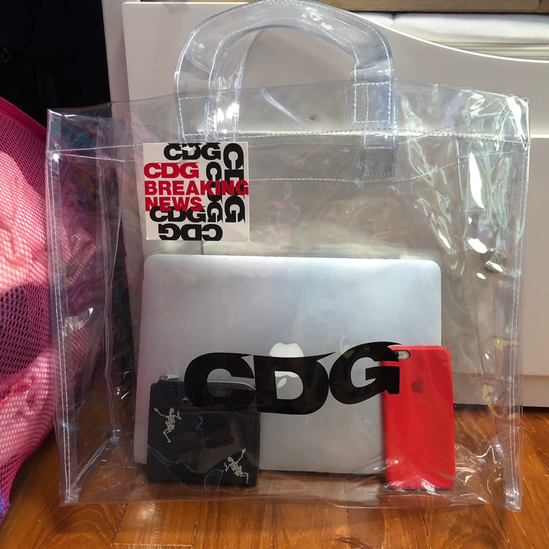 cdg clear tote bag