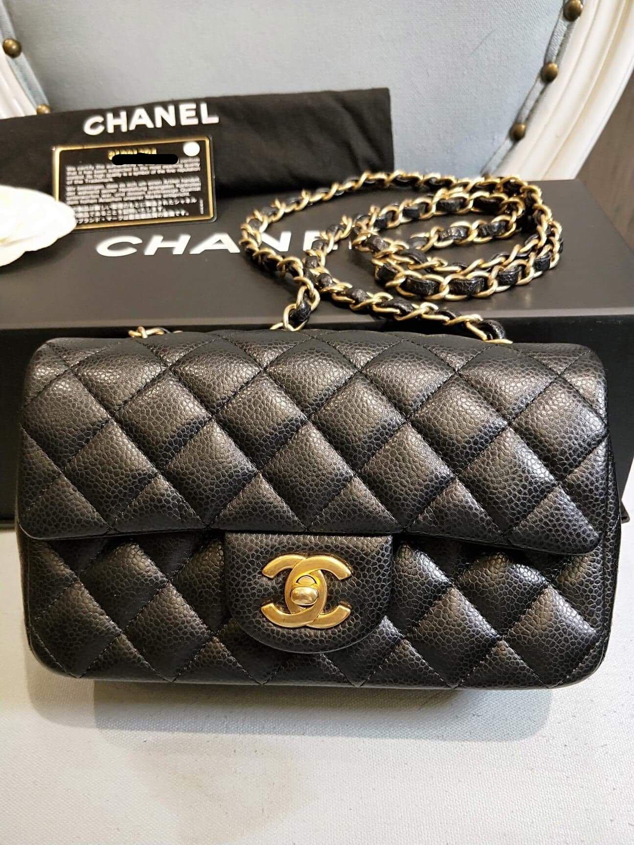 Chanel Classic Mini rectangular bag black lambskin VintageUnited