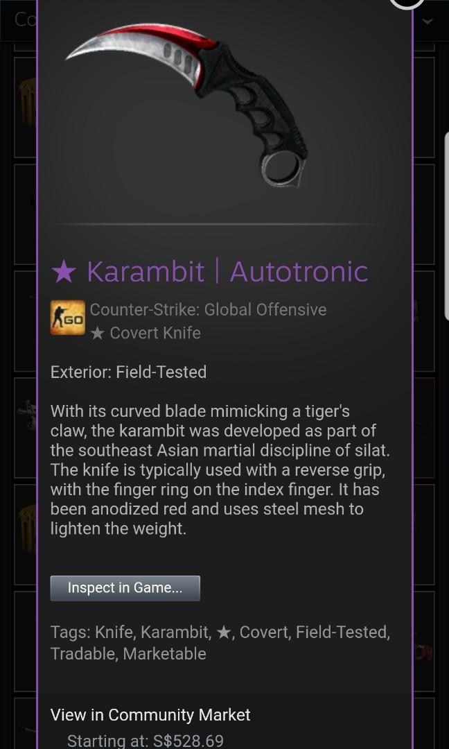 Csgo Karambit Autotronic Ft Video Gaming Gaming Accessories Game Gift Cards Accounts On Carousell - csgo roblox best karambits for robux
