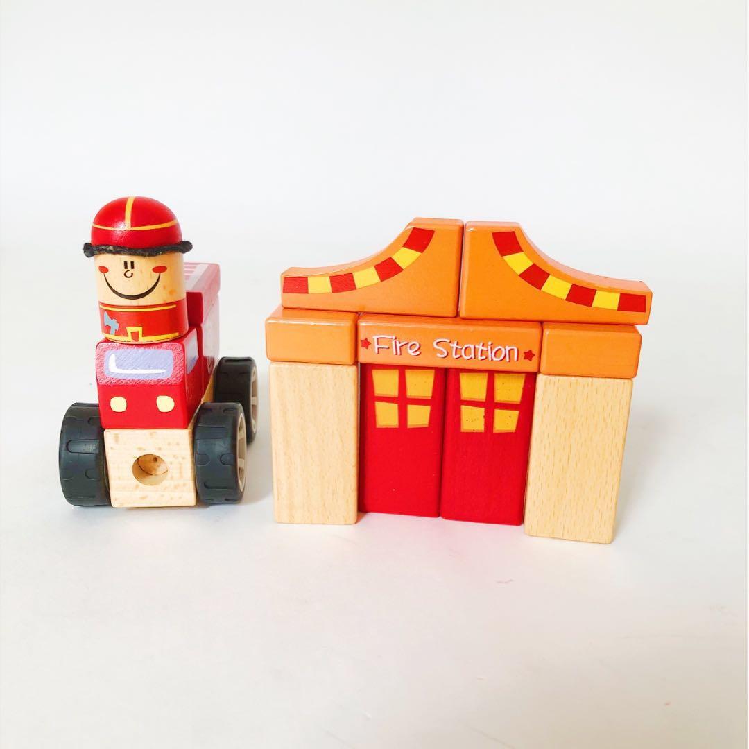 Fire Station Wooden Blocks, Hobbies & Toys, Toys & Games on Carousell
