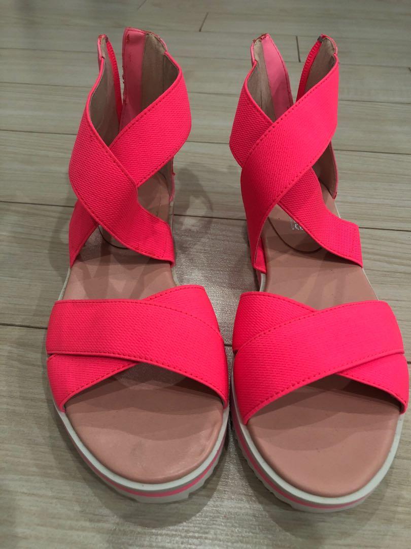 Hot Pink Sandals - 37, Women's Fashion 