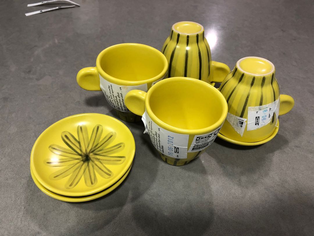 IKEA coffee Cups ans saucers x4, Furniture & Home Living, Kitchenware