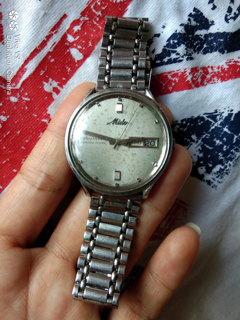 Jam tangan jadul mido commander ocean star datoday Antik Jam