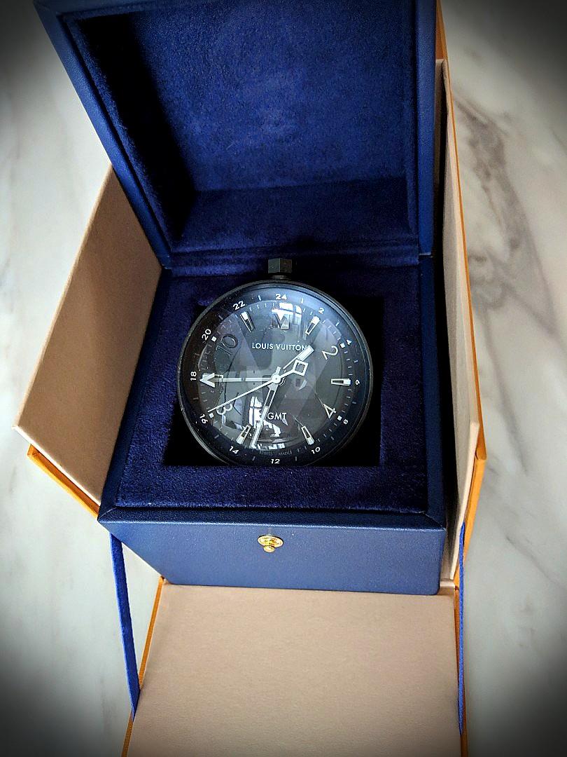 LOUIS VUITTON Tambour All black Table Clock Q1Q000 with Box New #33