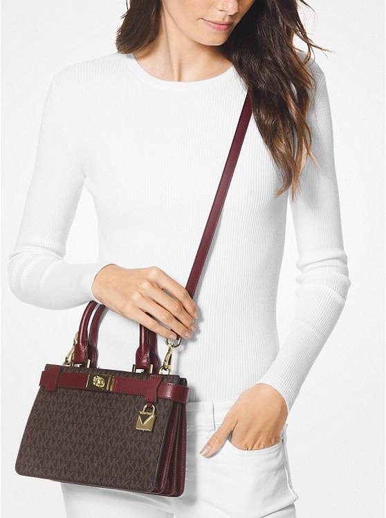 tatiana mini logo and patent leather satchel