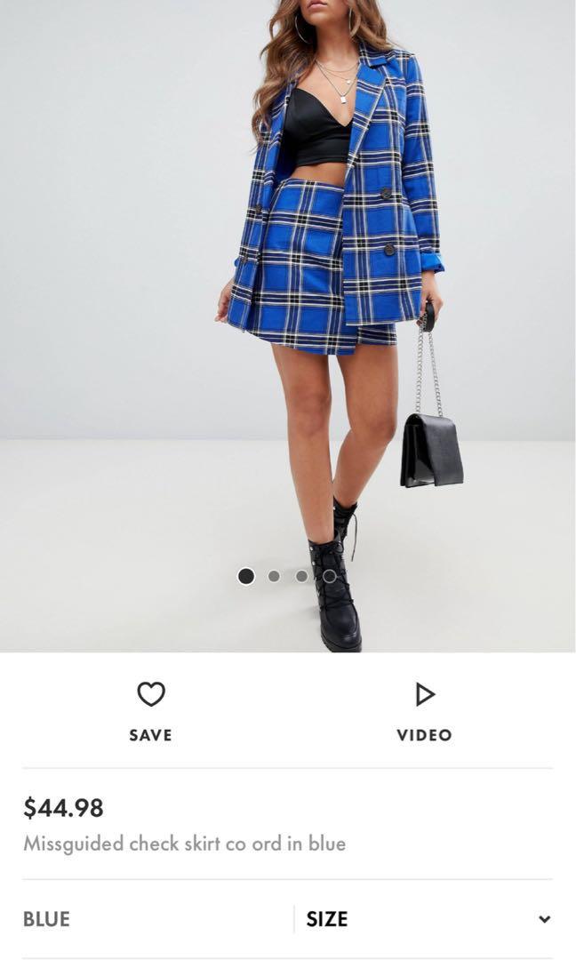 Check skirt and blazer shop