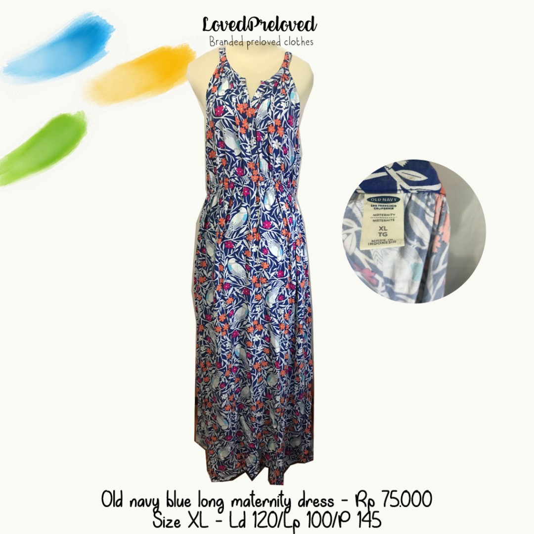 Old Navy Blue Long Maternity Dress Womens Fashion Womens Clothes