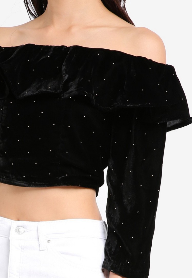 black velvet bardot top