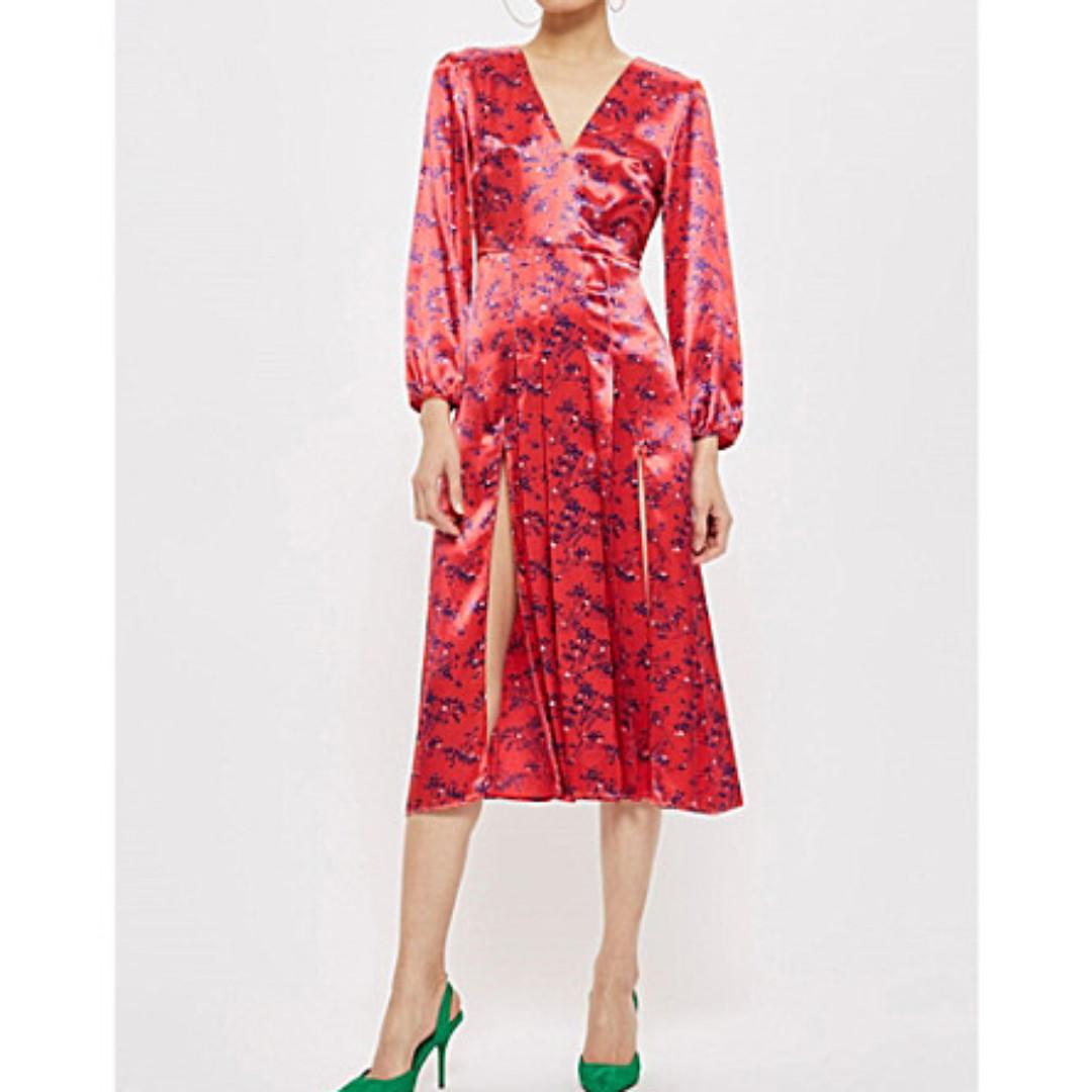 Topshop red midi dress sale