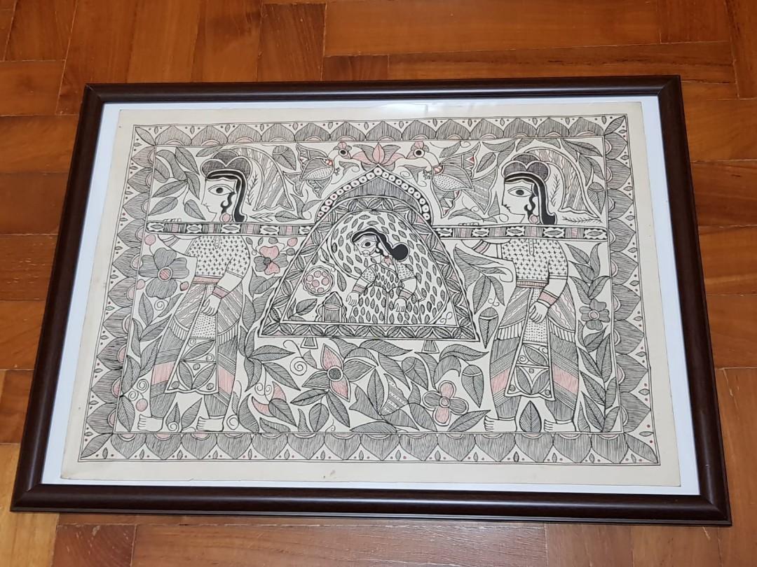 Traditional Indian Madhubani Art With Frame Design Craft Art