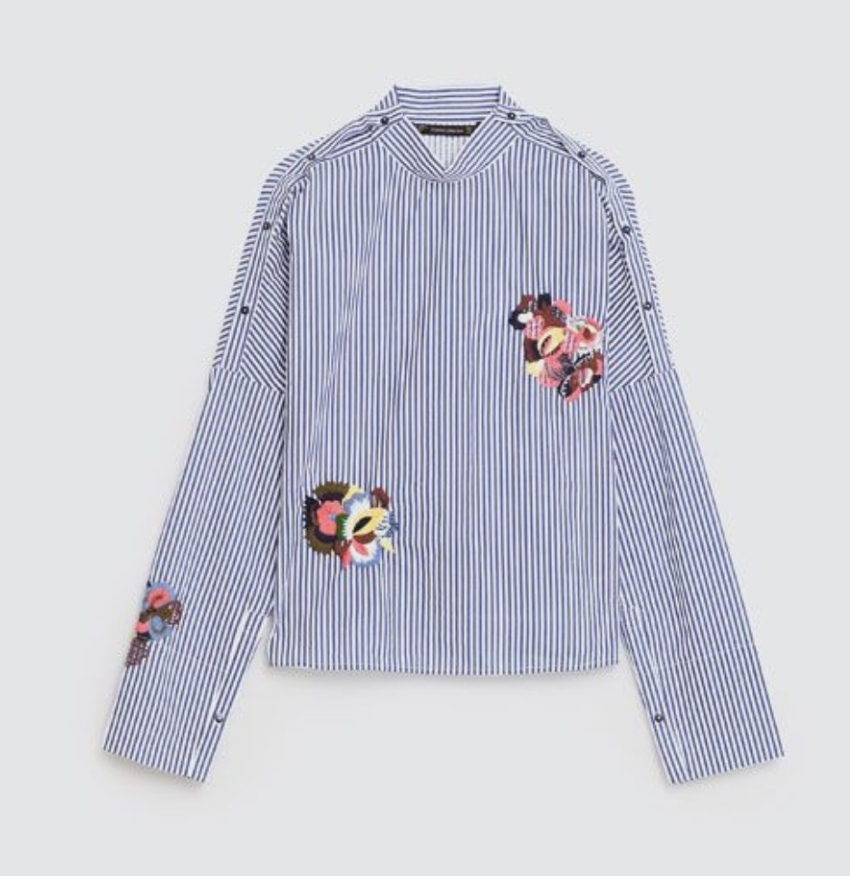 Zara floral embroidered stripe top, Women's Fashion, Tops, Blouses on
