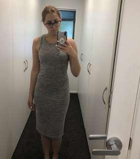 Cotton/merino midi grey dress