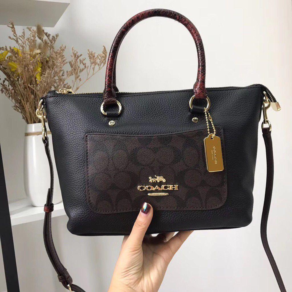 Coach mini emma satchel black on sale