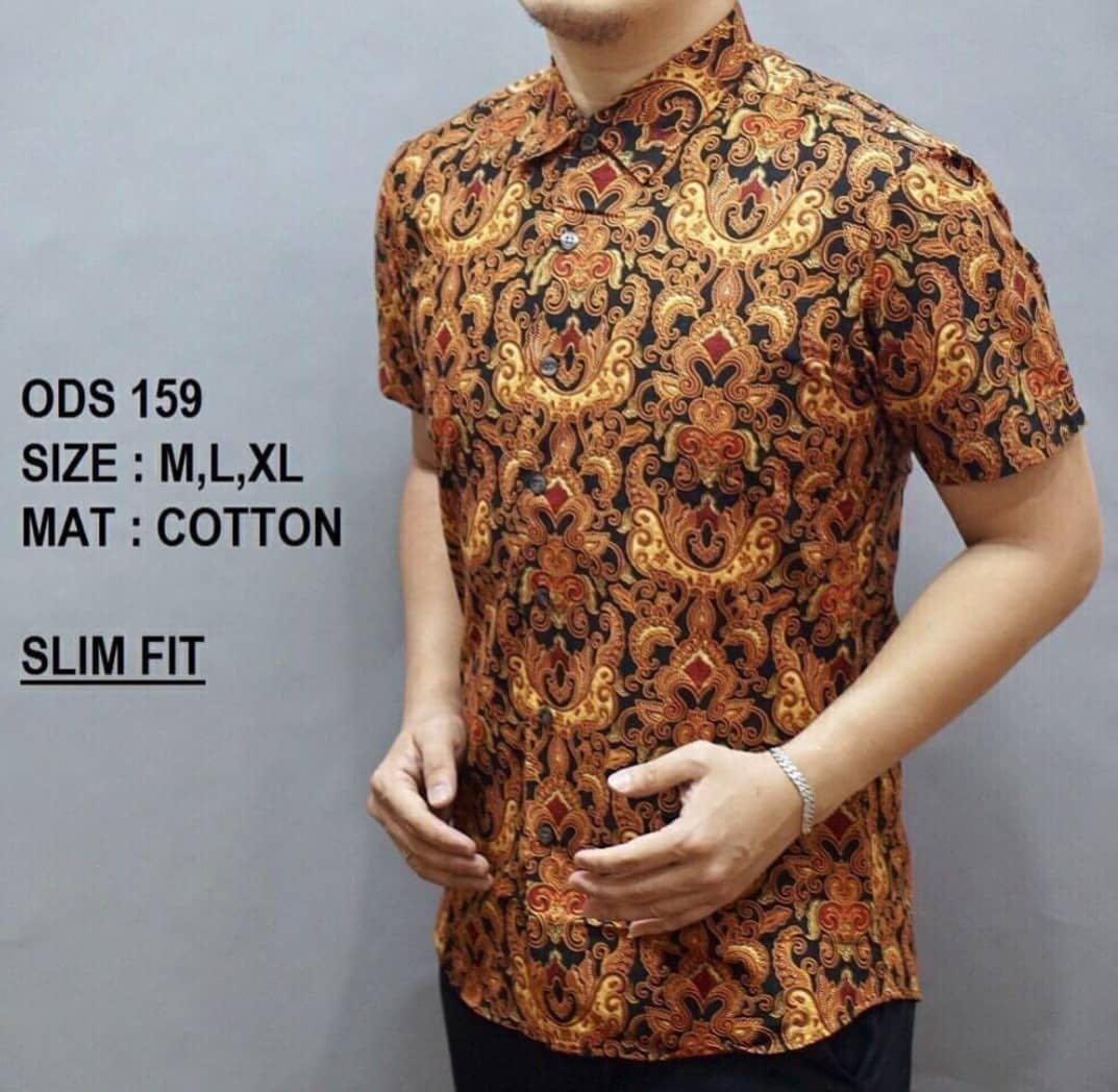 Baju batik lelaki slim fit deals