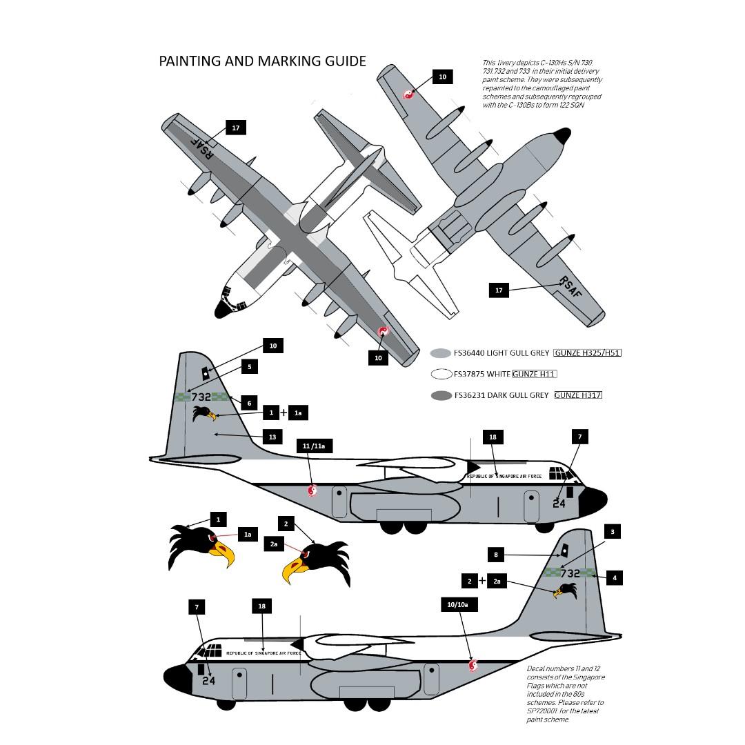 RSAF C-130 Decals, 1980s scheme 1/48, 1/72, Toys & Games, Others on