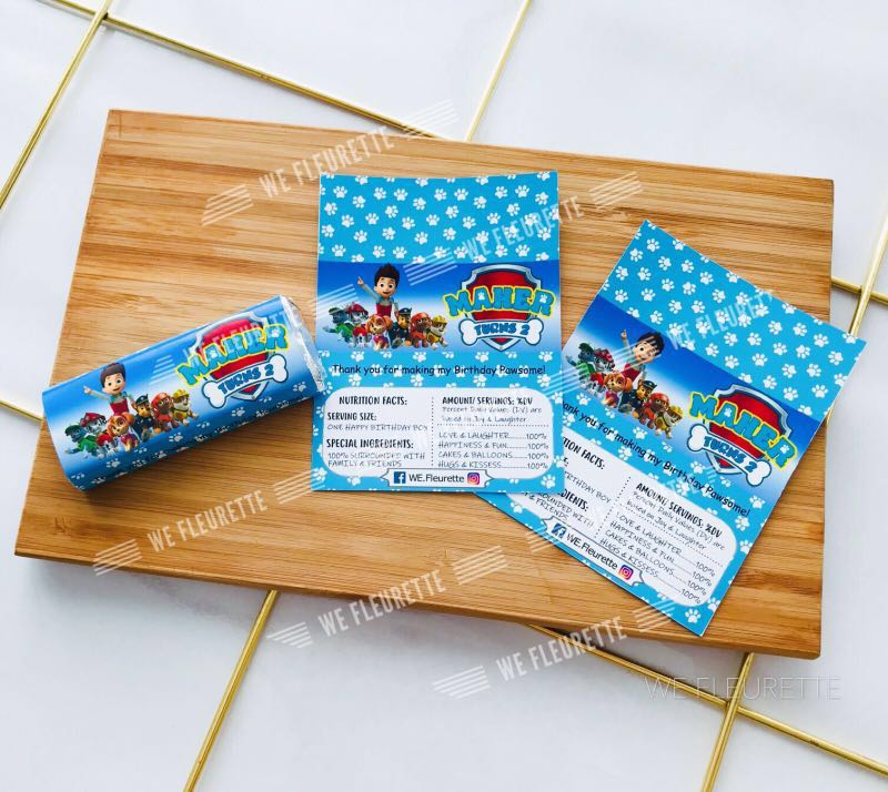 PAW PATROL PERSONALISED KITKAT CHOCOLATE WRAPPERS CHILDREN PARTY FAVOUR GIFT BAG