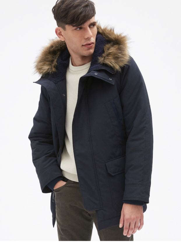 gap faux fur hooded jacket