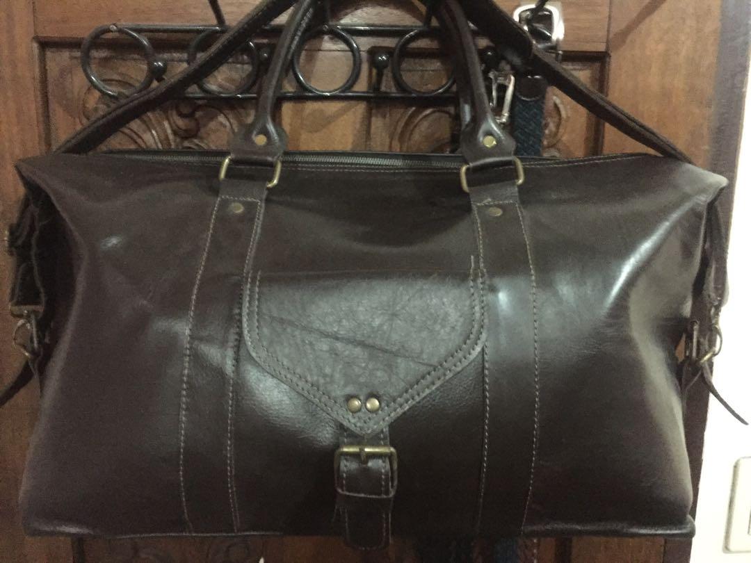 genuine leather overnight bag