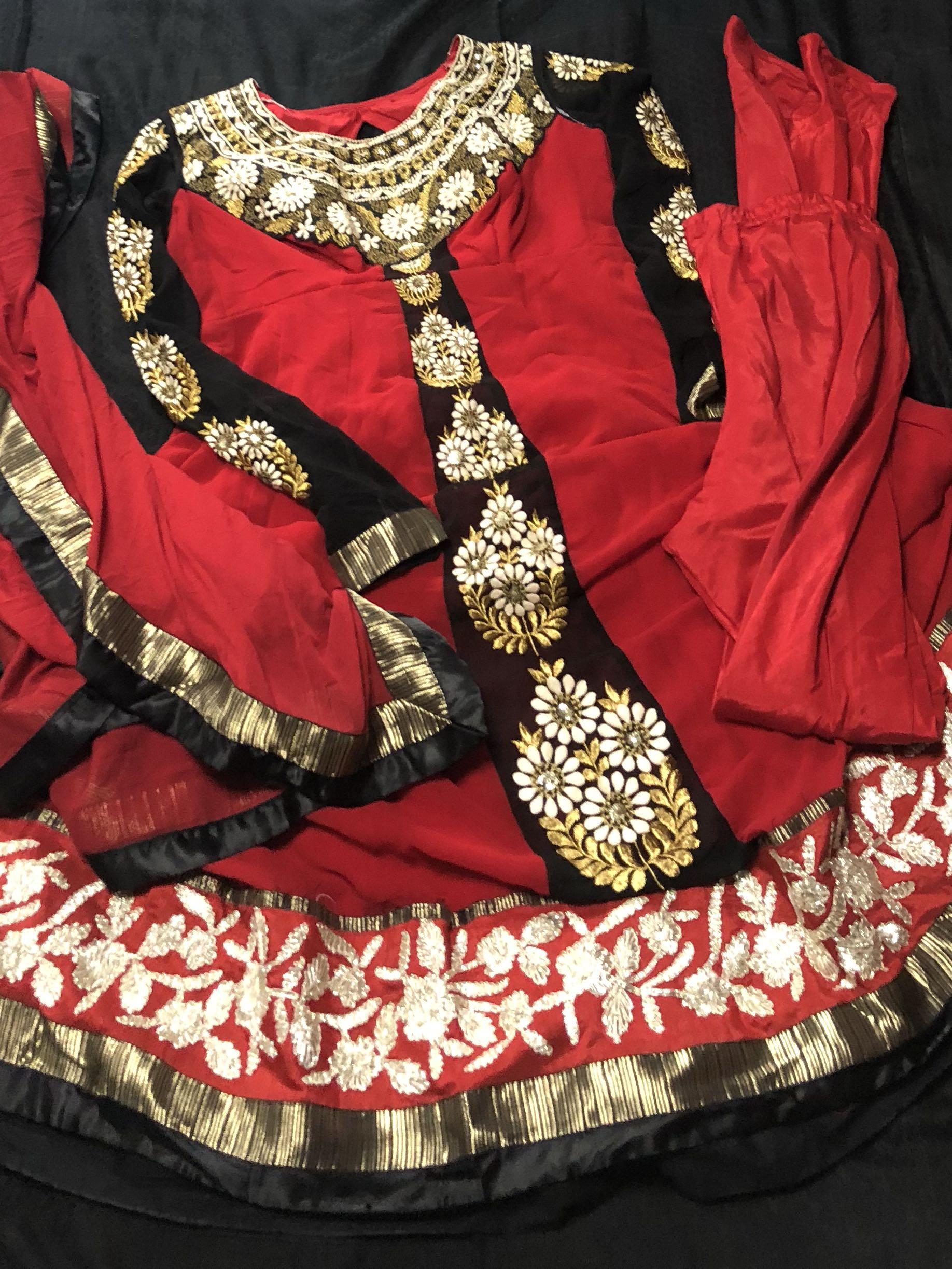 red and black punjabi dress